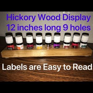 Wood essential oil display and holder